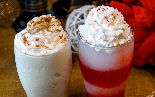 candy cane and eggnog frozen bevs