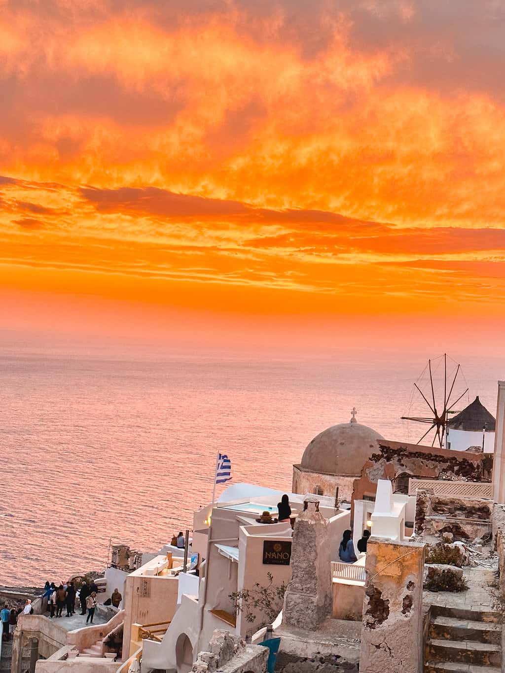 Sunset over Oia Santorini Greece