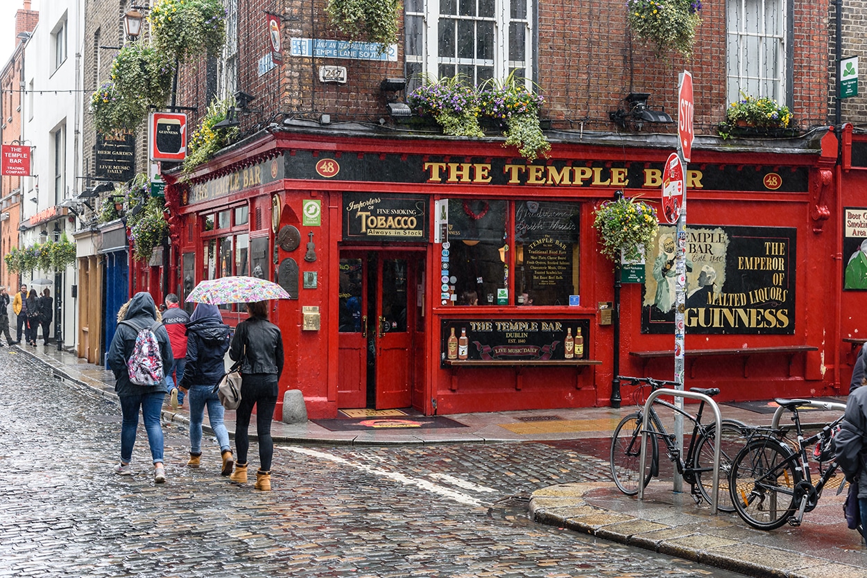 The Temple Bar in the Temple Bar Neighborhood in Dublin Ireland