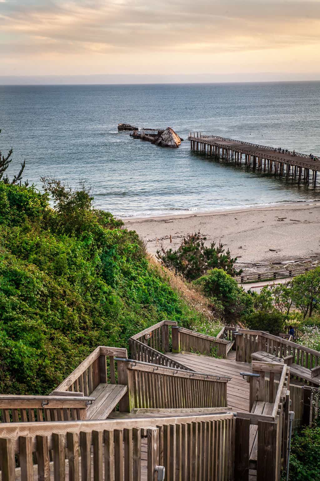 Pier and sunken ship in Aptos CA