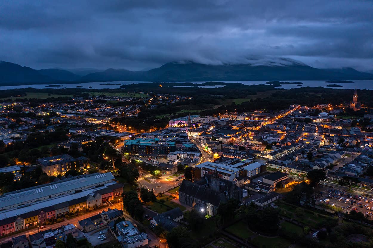 Aerial view of Killarney Ireland in County Kerry