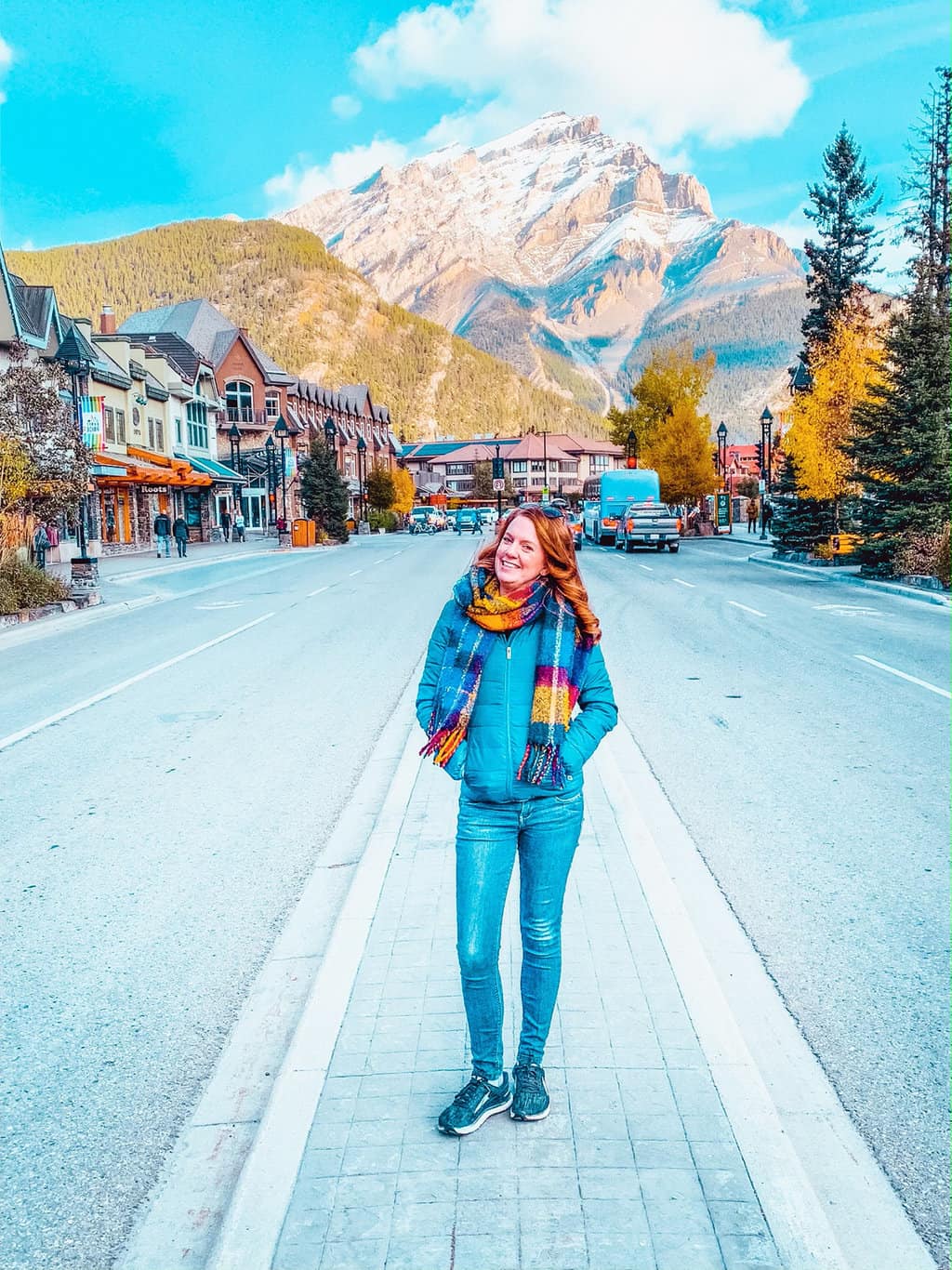 Banff Avenue the main street in Banff Alberta Canada