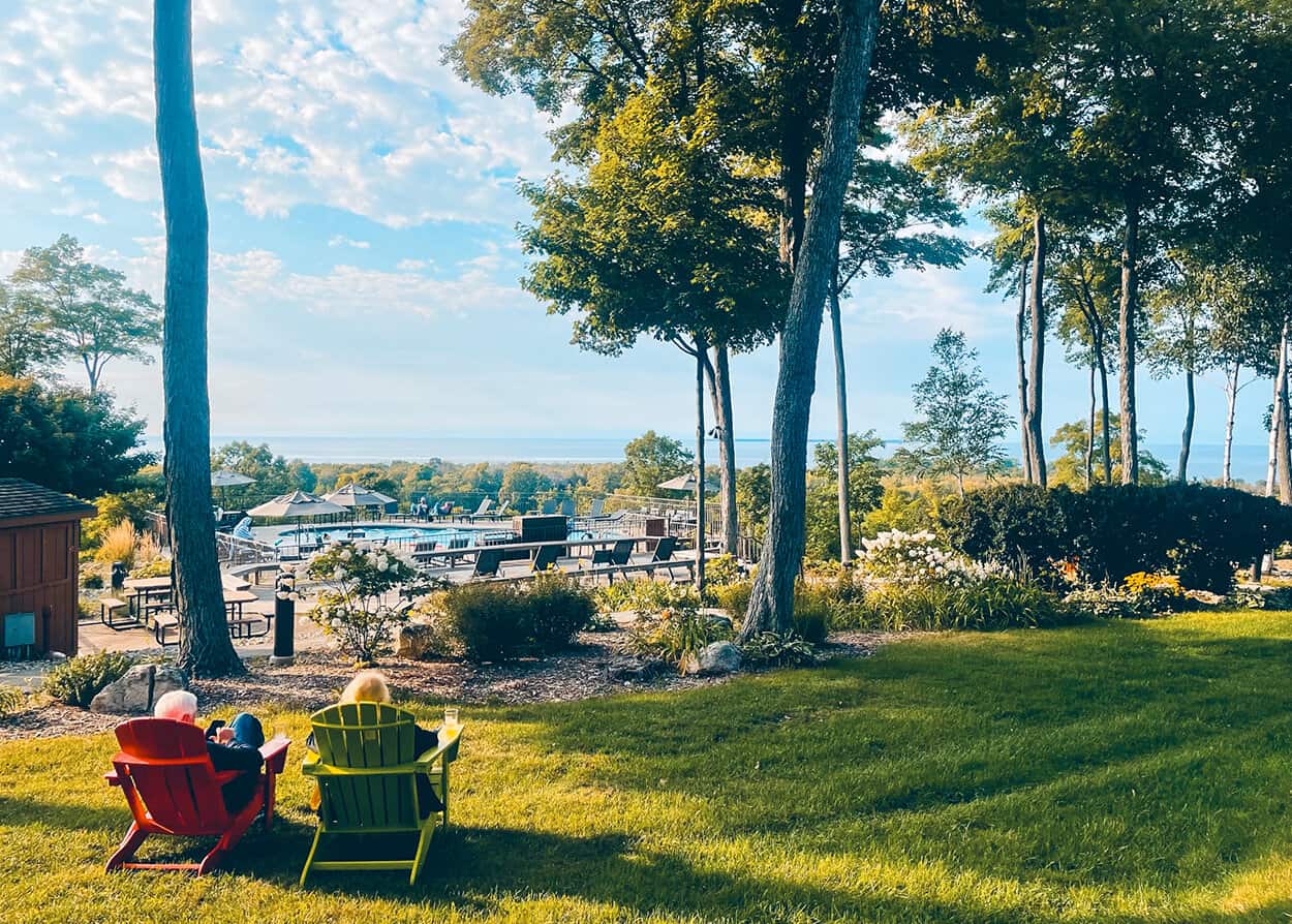 View of Green Bay from the Landmark Lodge in Door County Wisconsin