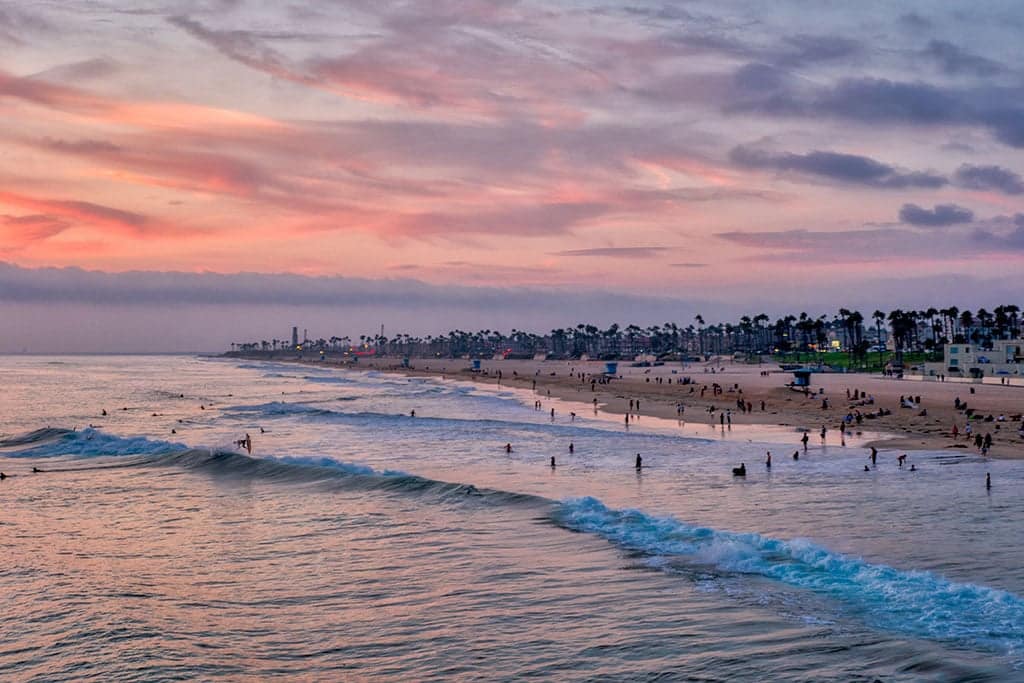 Oceanfront Huntington Beach California surfers