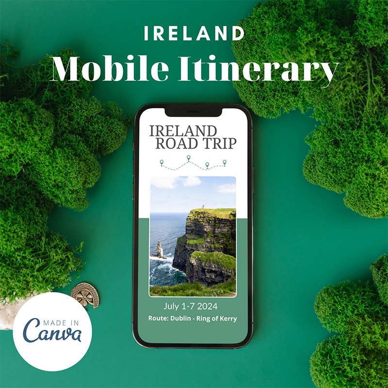 Ireland Travel Planner and itinerary template for CANVA