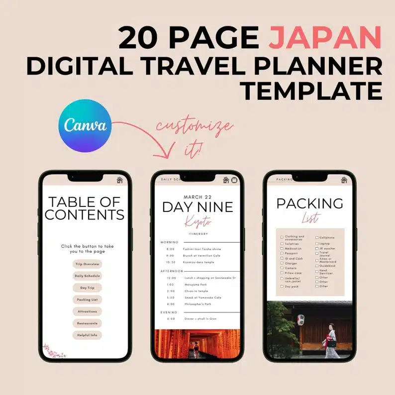 Japan Digital Travel Planner Template