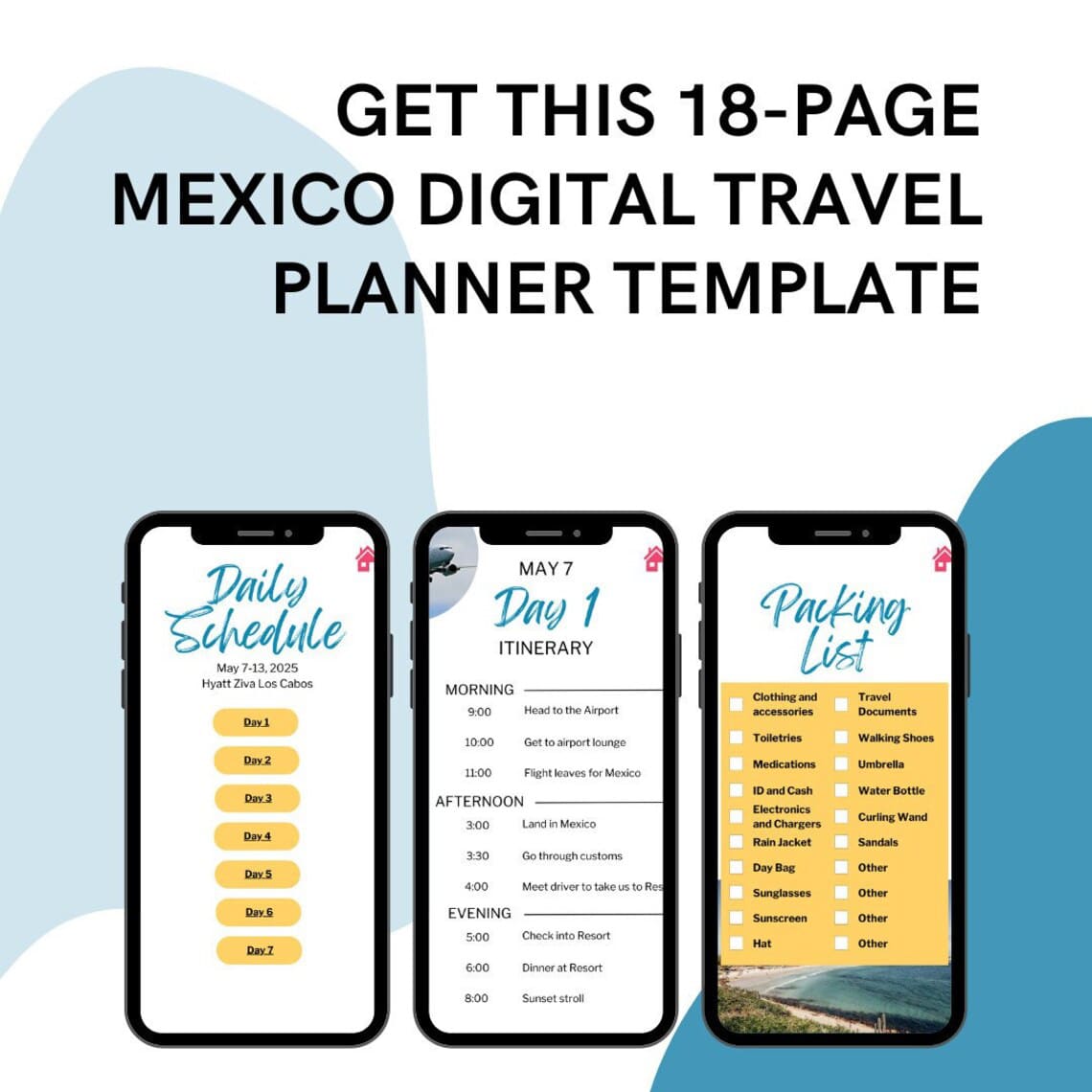Mexico- Digital Travel Planner and itinerary template for CANVA