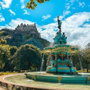 Ross Fountain in Princes Street Gardens with a view of Edinburgh Castle - photo by Keryn Means editor of Twist Travel Magazine