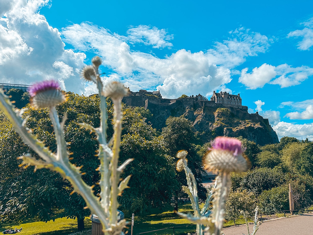View of Edinburgh Castle from Princes Street Gardens- credit Keryn Means publisher of TwistTravelMag.com