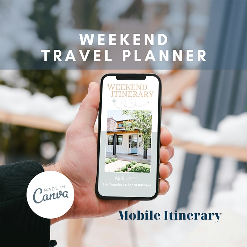 Weekend Travel Planner and itinerary template for CANVA