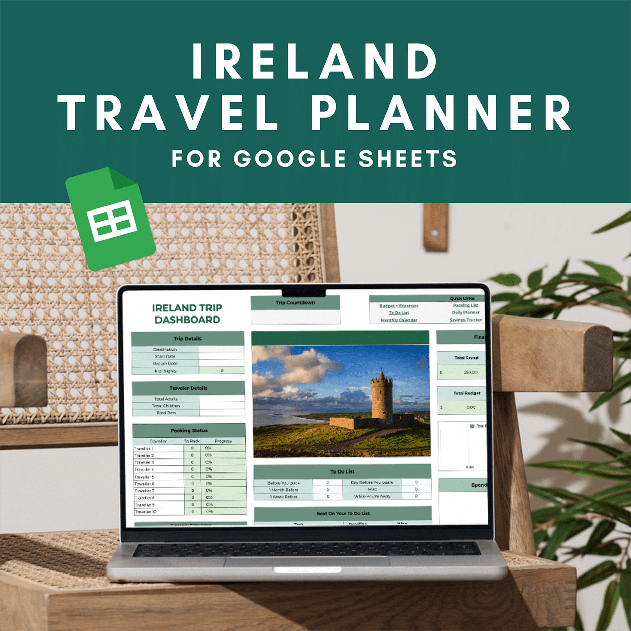 Travel Guides, Itineraries & Templates 13 Ireland Google Sheet Travel Planner