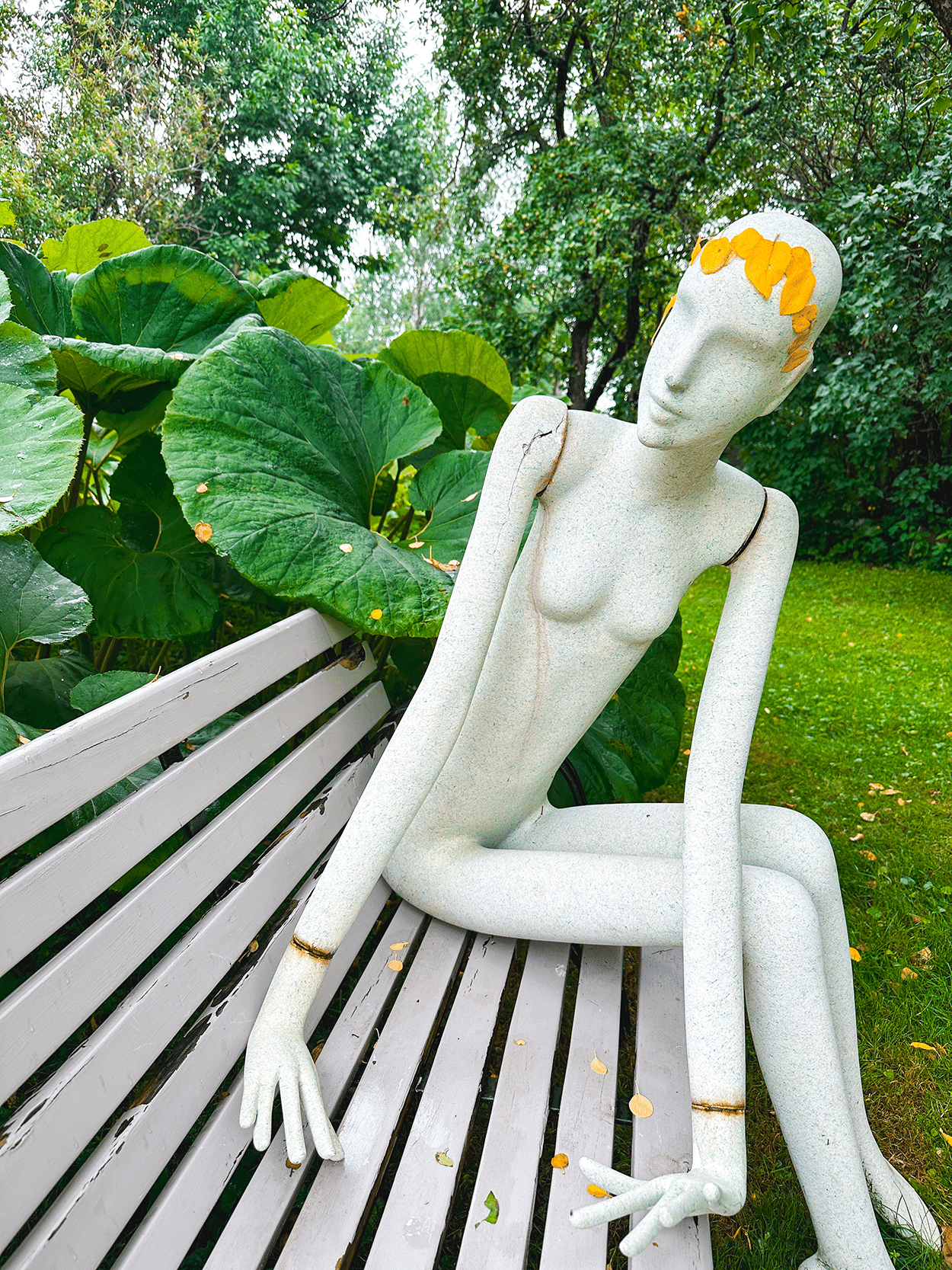 Quebec City 4-Day Itinerary: A Girls’ Getaway Guide 47 Sculpture in the gardens of Tea House of Île d'Orléans- photo by Keryn Means TwistTravelMag.com
