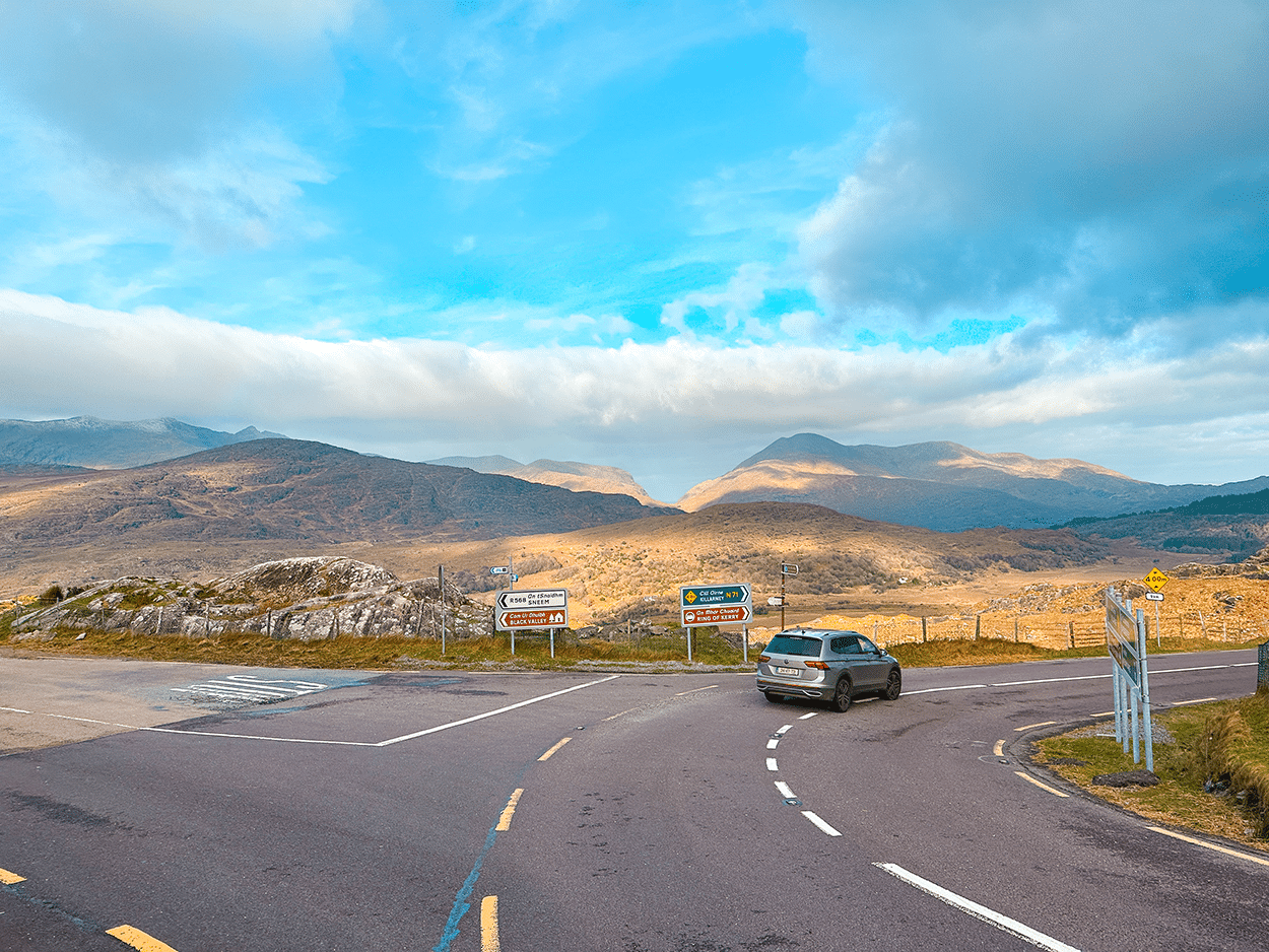 What Happens If I Get in a Rental Car Accident? 2 Rental car driving Ireland on the Ring of Kerry a Moll's Gap. Credit Keryn Means