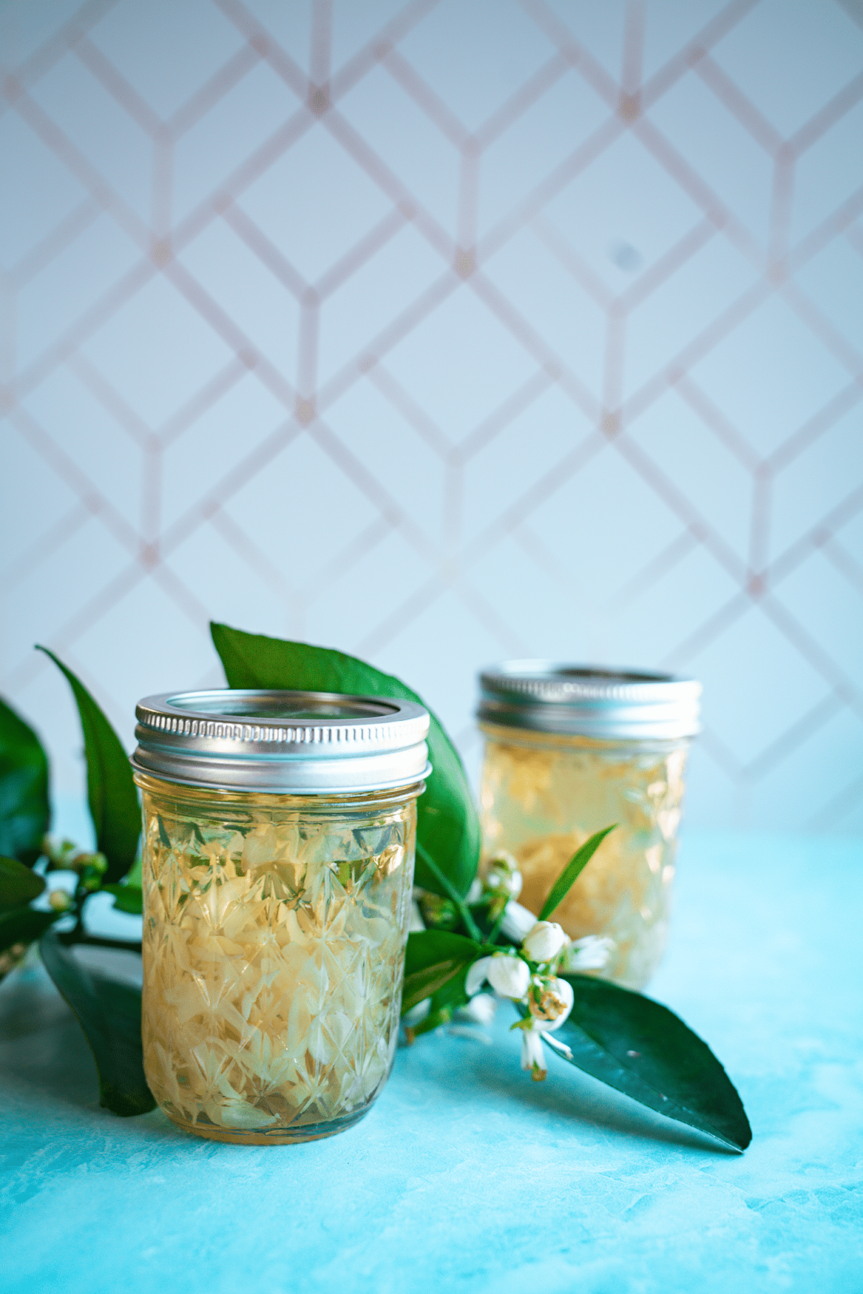 How to Make Orange Blossom Water (2 Easy Methods) 6 Steeping orange blossoms in cold water