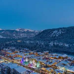 Aerial view of Christmas in Leavenworth, Washington
