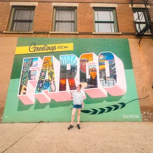 Greetings from Fargo mural in Fargo NOrth Dakota