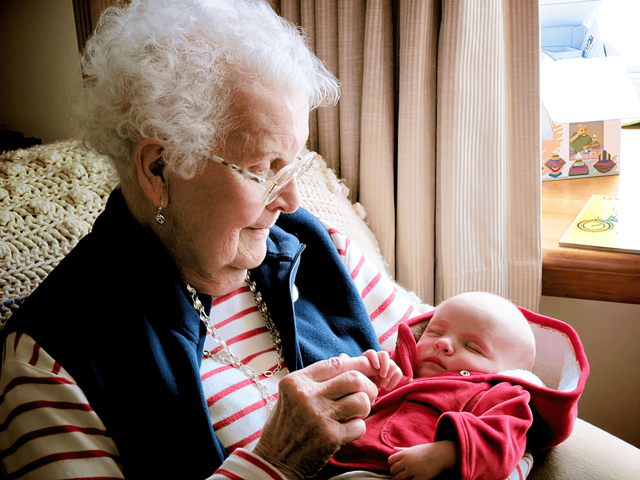 What to do when You see a Parent Flying with Babies and Toddlers 5 Flying with Babies to see great grandma. Photo by Keryn Means, TwistTravelMag.com