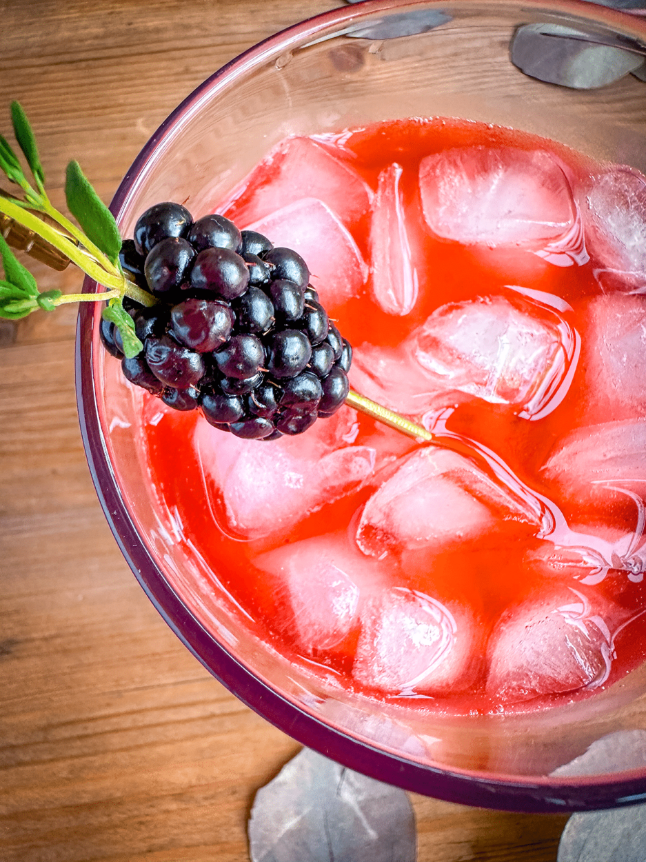 Rustic Bourbon Bramble with Blackberries and Thyme Syrup 2 Rustic Bourbon Bramble with Blackberries and Thyme Syrup cocktail recipe