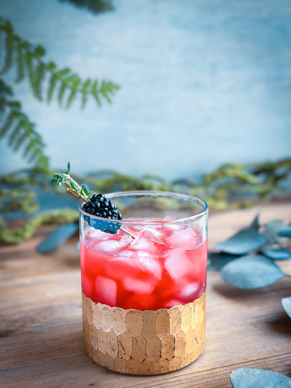 Rustic Bourbon Bramble with Blackberries and Thyme Syrup 4 Thyme Blackberry Bourbon Bramble cocktail Recipe