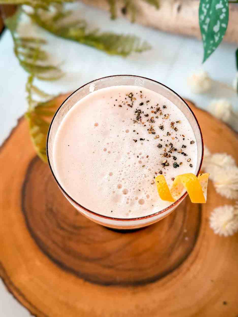Plum and Peppercorn Gin Sour 2 Plum and Peppercorn Gin Sour cocktail recipe
