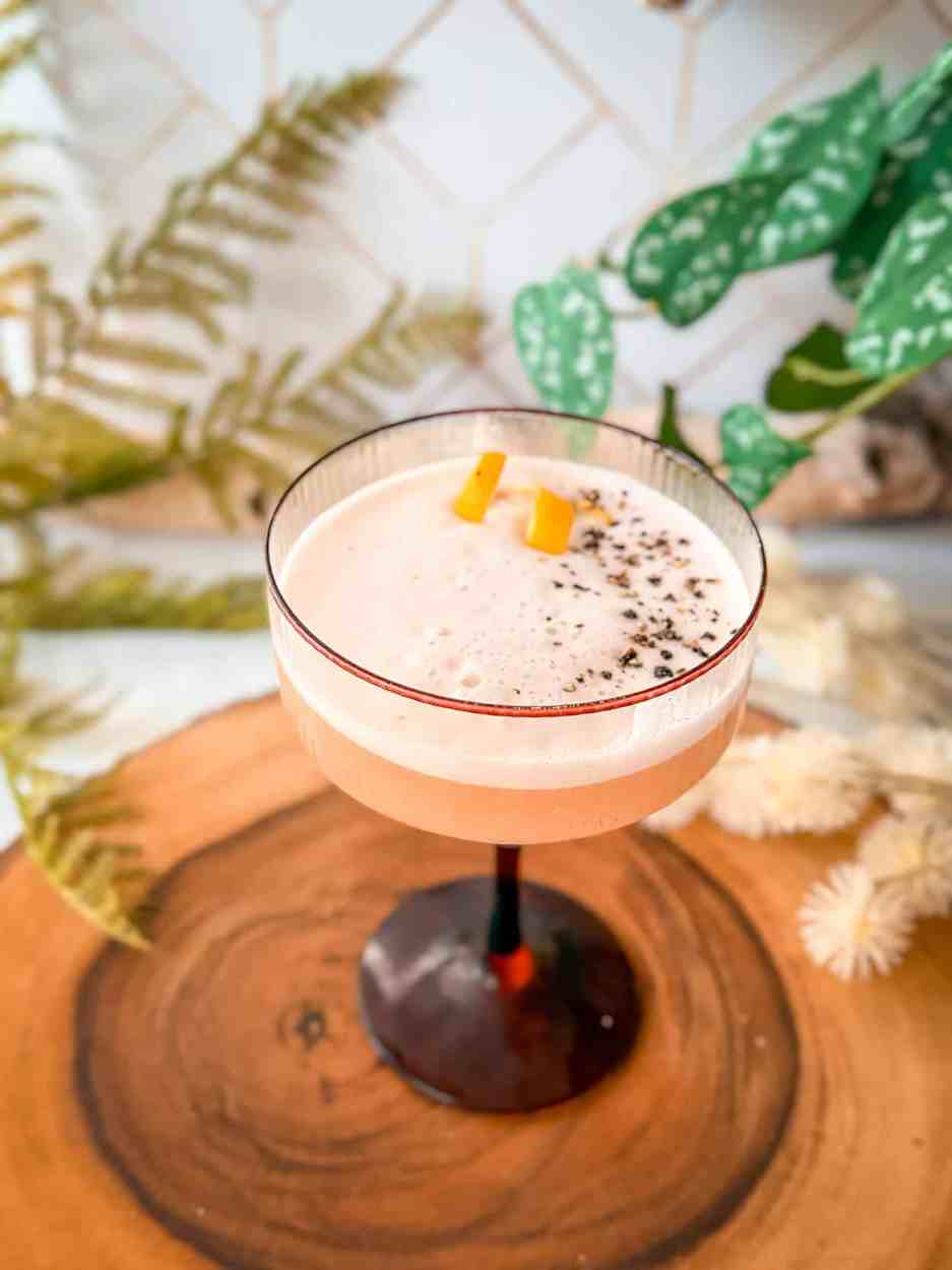 Plum and Peppercorn Gin Sour 3 Plum and Peppercorn Gin Sour cocktail recipe