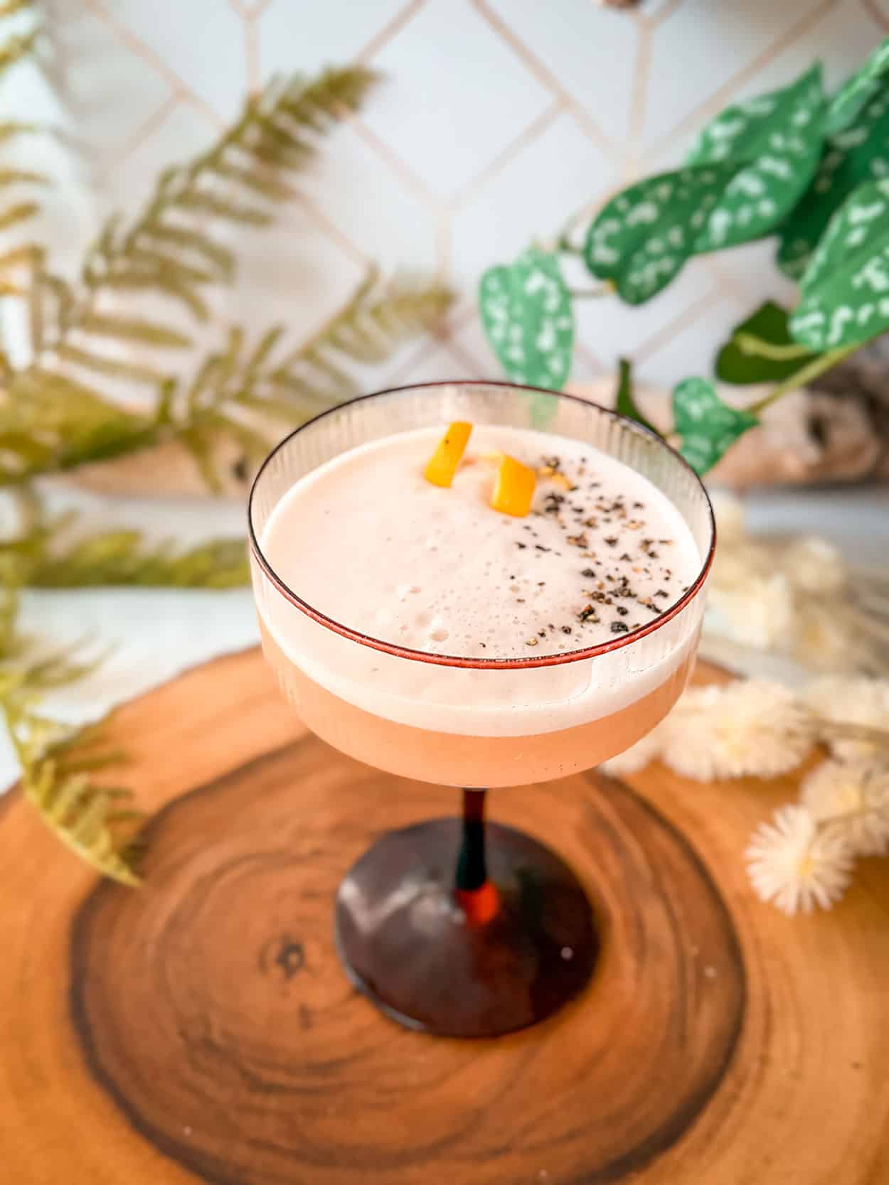 Plum and Peppercorn Gin Sour 4 Plum and Peppercorn Gin Sour cocktail recipe