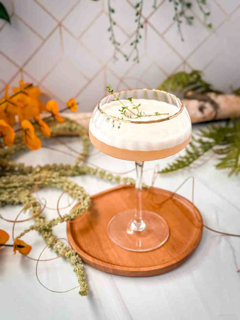 Thyme Fig Whiskey Sour 1 Thyme Fig Whiskey Sour cocktail recipe
