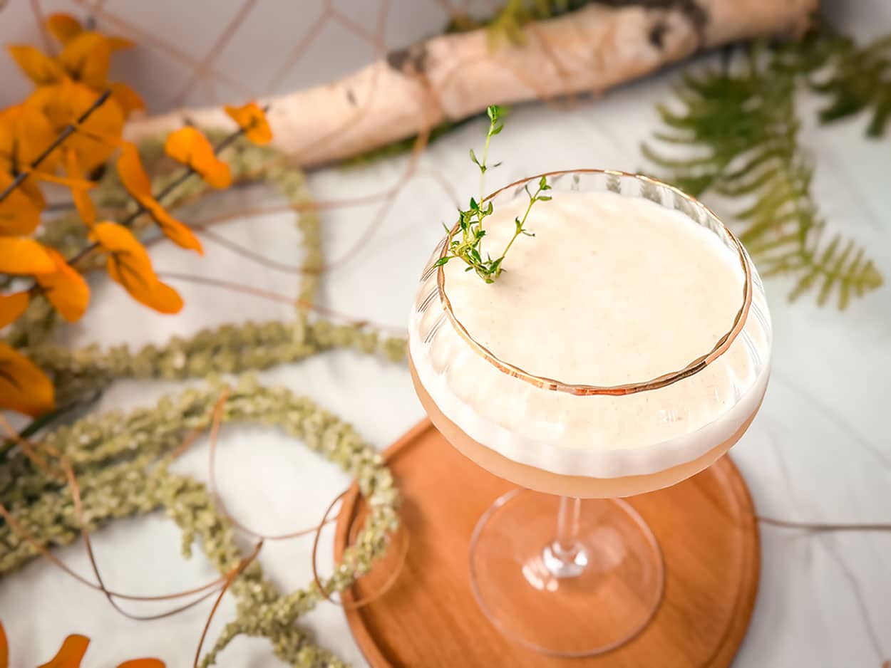 Thyme Fig Whiskey Sour 4 Thyme Fig Whiskey Sour cocktail recipe