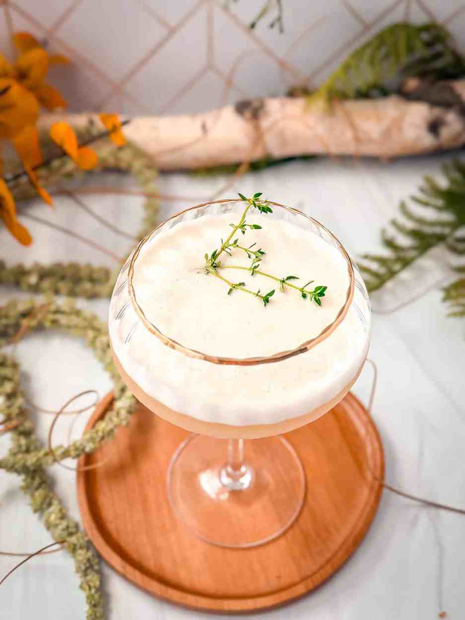 Thyme Fig Whiskey Sour 3 Thyme Fig Whiskey Sour cocktail recipe