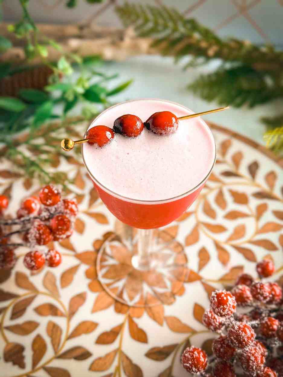 Juniper Cranberry Gin Sour 1 Juniper Cranberry Gin Sour cocktail recipe