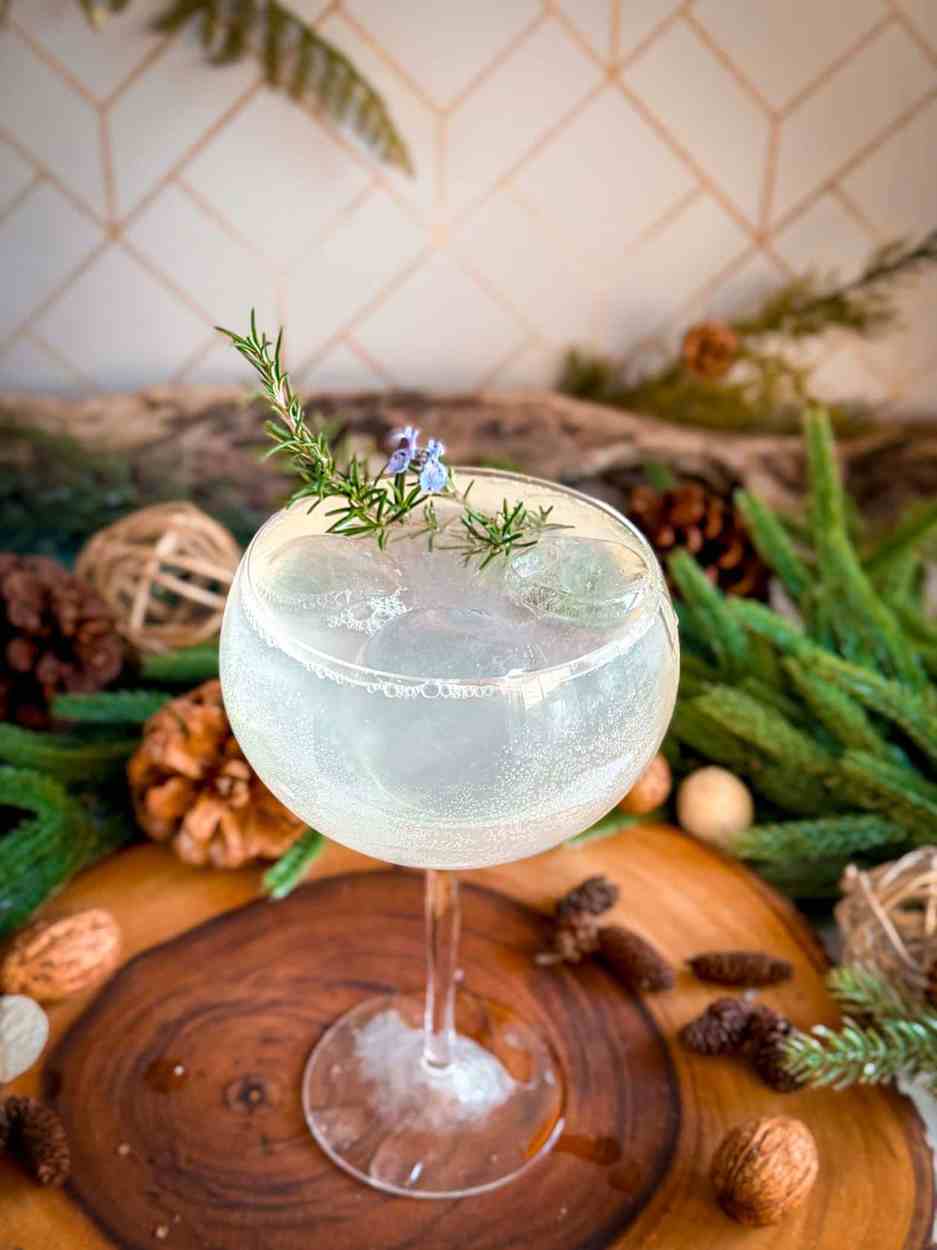 Elderflower Pine Spritz 2 Elderflower Winter Woods Spritz cocktail recipe