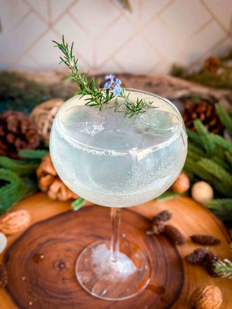 Elderflower Pine Spritz 3 Elderflower Winter Woods Spritz cocktail recipe