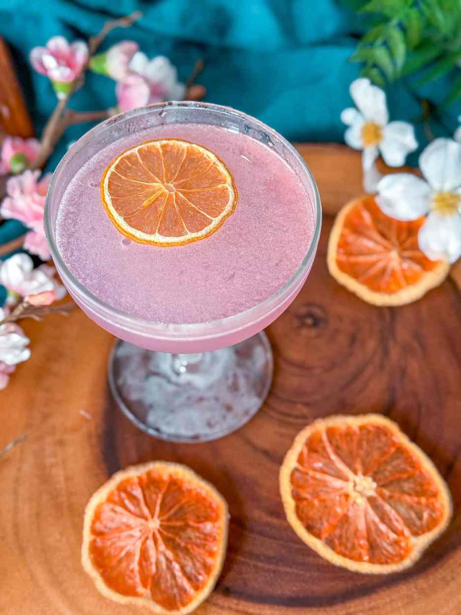 Pink Grapefruit Sakura Gin Sour 3 Pink Grapefruit Sakura Sour cocktail recipe