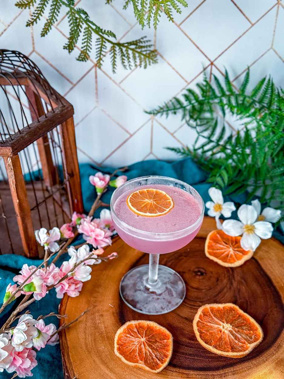 Pink Grapefruit Sakura Gin Sour 4 Pink Grapefruit Sakura Sour cocktail recipe