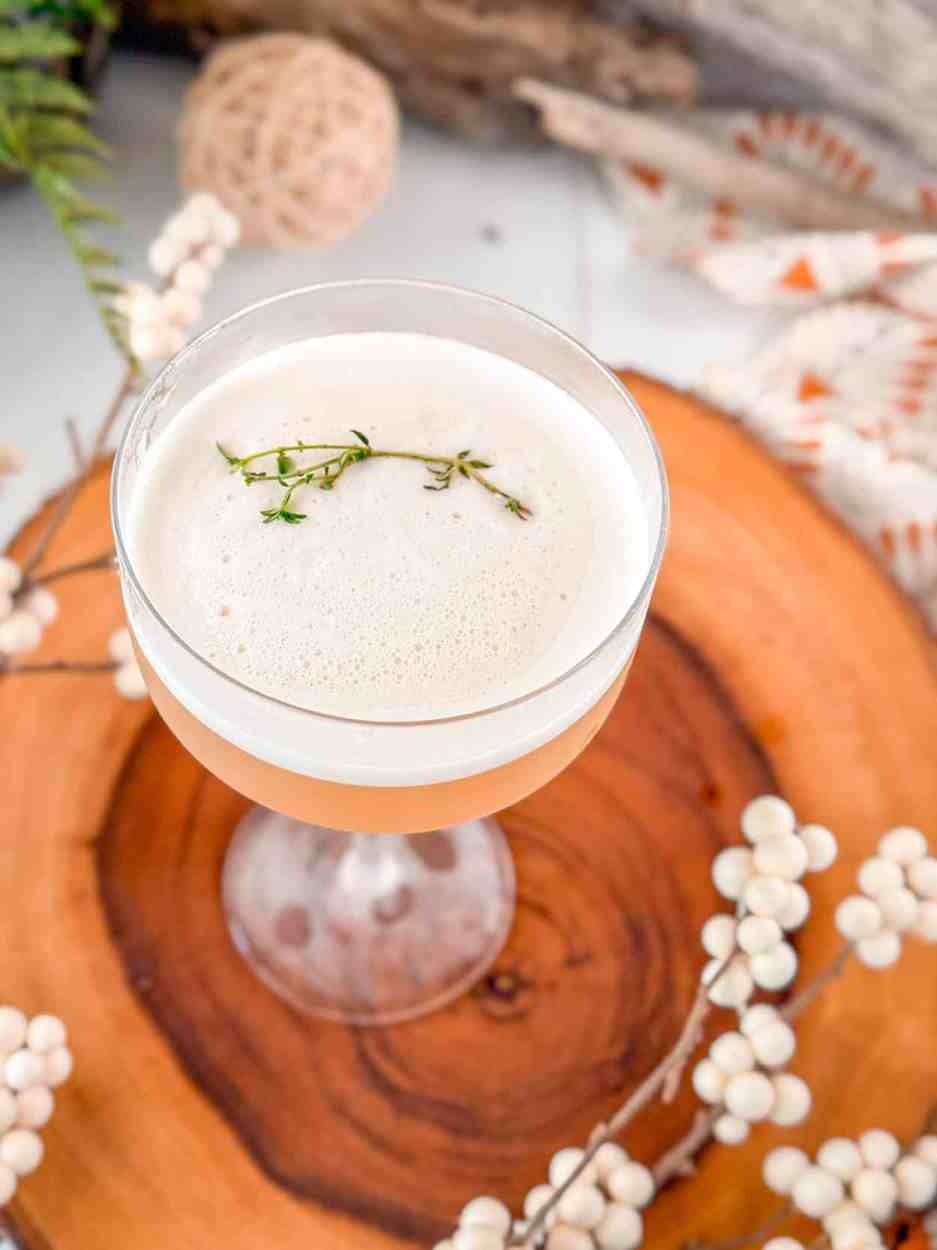 Thyme Maple Whiskey Sour 1 Thyme Maple Whiskey Sour cocktail recipe