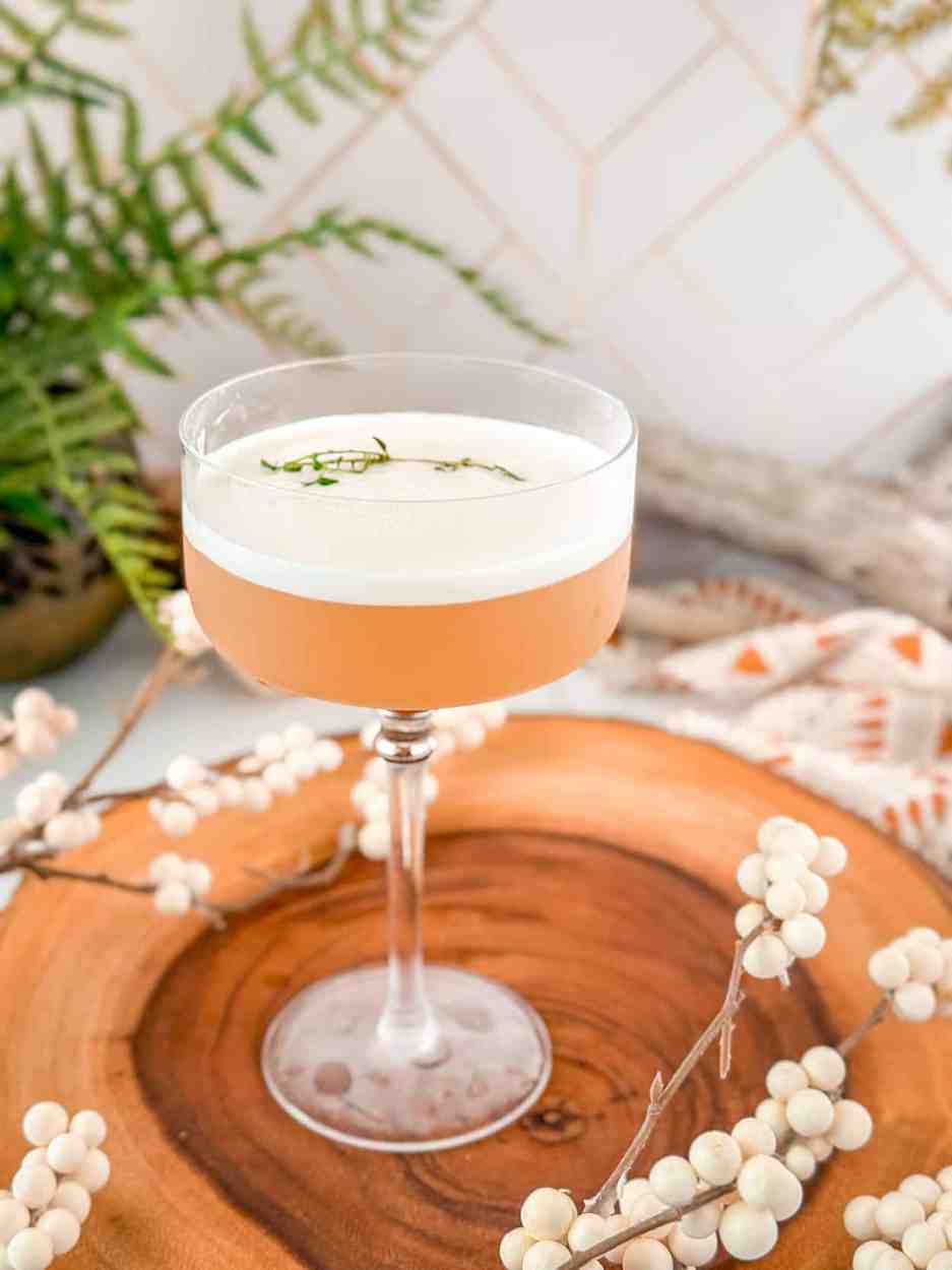 Thyme Maple Whiskey Sour 2 Thyme Maple Whiskey Sour cocktail recipe