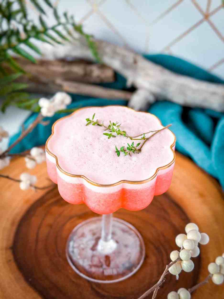 Thyme Raspberry Gin Sour 3 Thyme Raspberry Gin Sour cocktail recipe