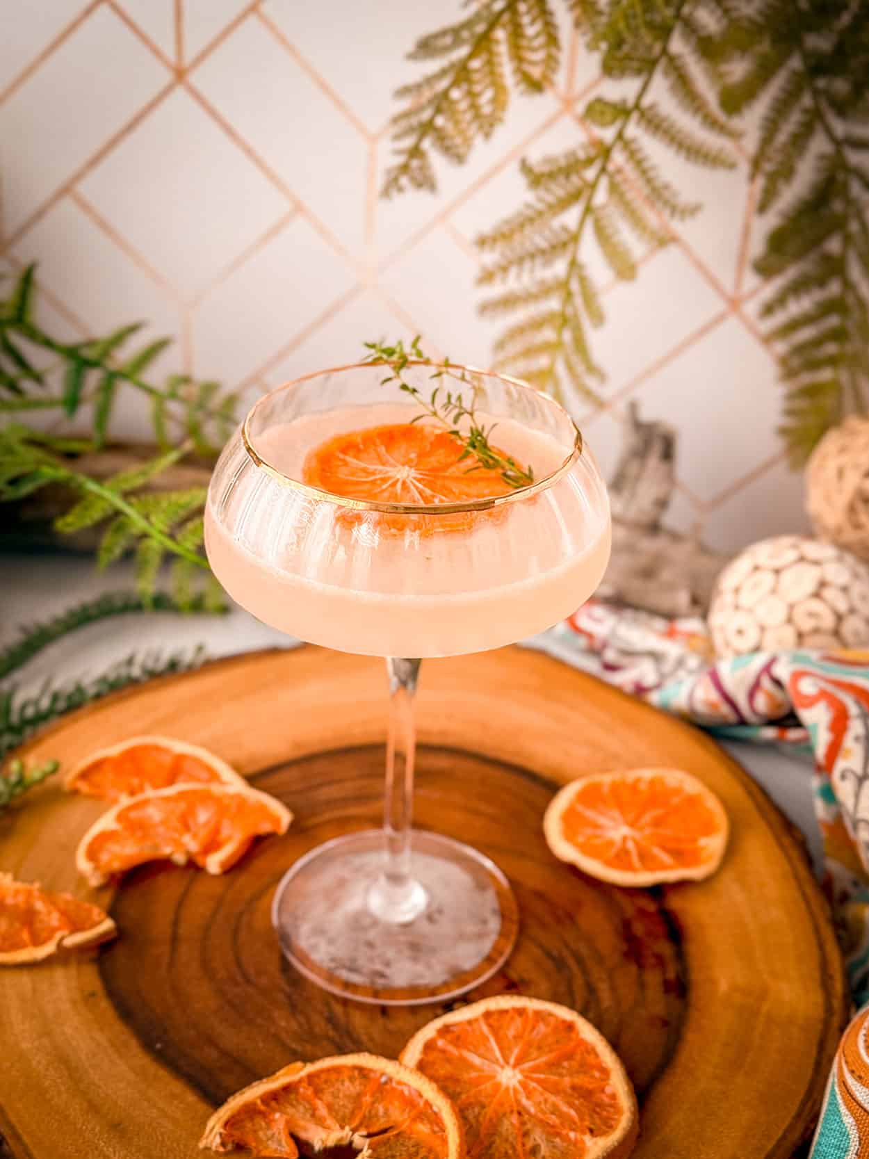 Thyme Grapefruit Gin Sour 3 Thyme Grapefruit Sour cocktail recipe